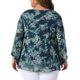 thumbnail image 3 of Agnes Orinda Women's Plus Size Dressy Blouse V Neck Mesh Casual Flowy Work Shirts 3/4 Flared Sleeve Tunic Tops 1X Cyan, 3 of 6