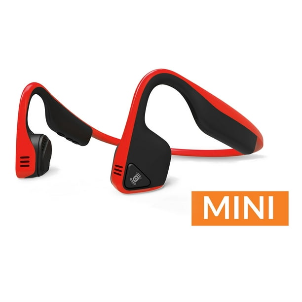 AfterShokz Trekz Titanium - Mini - Écouteurs avec Micro - Oreille Ouverte - Support derrière le Cou - Bluetooth - Sans Fil - Rouge