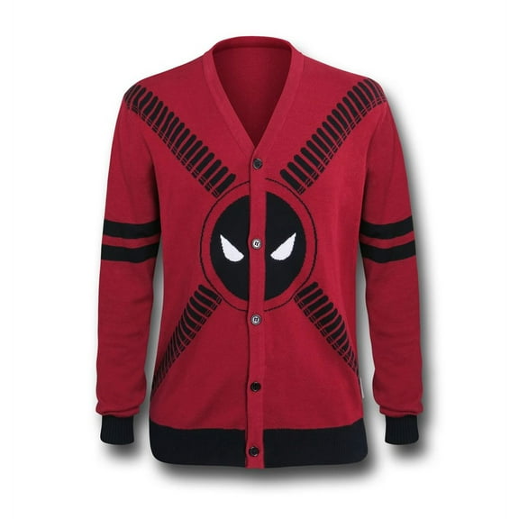 Mighty Fine Deadpool 5 Button Adult Cardigan Sweater: X-Large Unisex