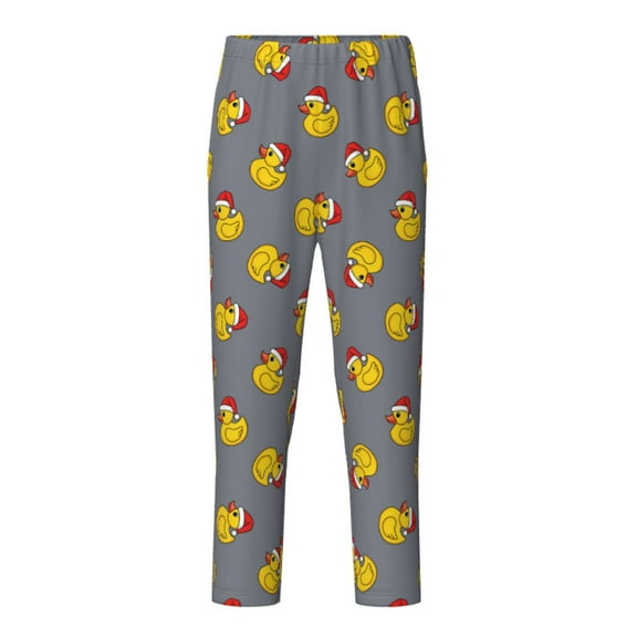Xecao Christmas hat duck Print Teenagers' Pajama Pants Long Sleep Pants Soft Elastic Waist Pajama Bottoms Elastic waist with 2 Pockets 5-16 Years-XS(5-6)