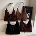 thumbnail image 6 of SPEKSEE Suede Shoulder Bag with Bow Y2K Slouchy Hobo Handag Soft Vintage Underarm Purse Retro Trendy Minimalist Spacious Fall Large, 6 of 9