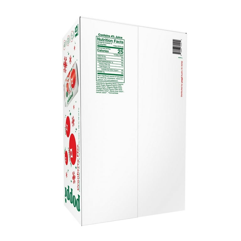 Poppi Prebiotic Soda, Cranberry Fizz, 12 Fluid Ounce (Pack of 15