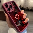 thumbnail image 2 of Personalized Burgundy Aesthetic Heart Pattern Embossed TPU Soft Shockproof Waterproof Phone Case for iPhone, 2 of 5