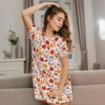 thumbnail image 3 of Fotbe Hello Autumn Maple Leaf Pattern Women's Cotton Nightgown Sleepwear Short Sleeves Shirt Casual Print Sleepdress, 3 of 6