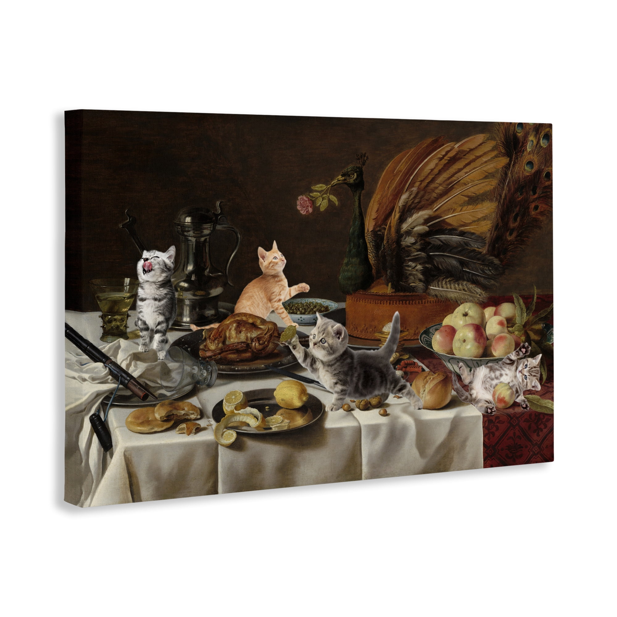 Kittens on Still Life Feast Canvas Wall Art, design by Masters Redux