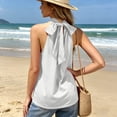 thumbnail image 6 of TGSLY Halter Neck Tank Tops for Women Lightweight Soft Back Bow Tie Solid Color Knit Vest Dressy Casual Gathered Neckline Sleeveless Shirts XXL, 6 of 9