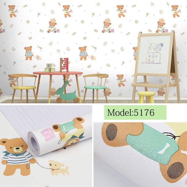 Papel pintado de tela de poliéster de hello kitty adhesivo removible 2023 para niños