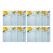 YUSDECOR Set de table en bois bleu avec fleurs de marguerite de printemps élégantes pour décoration de table de cuisine de salle à manger 30,5 x 45,7 cm, lot de 4