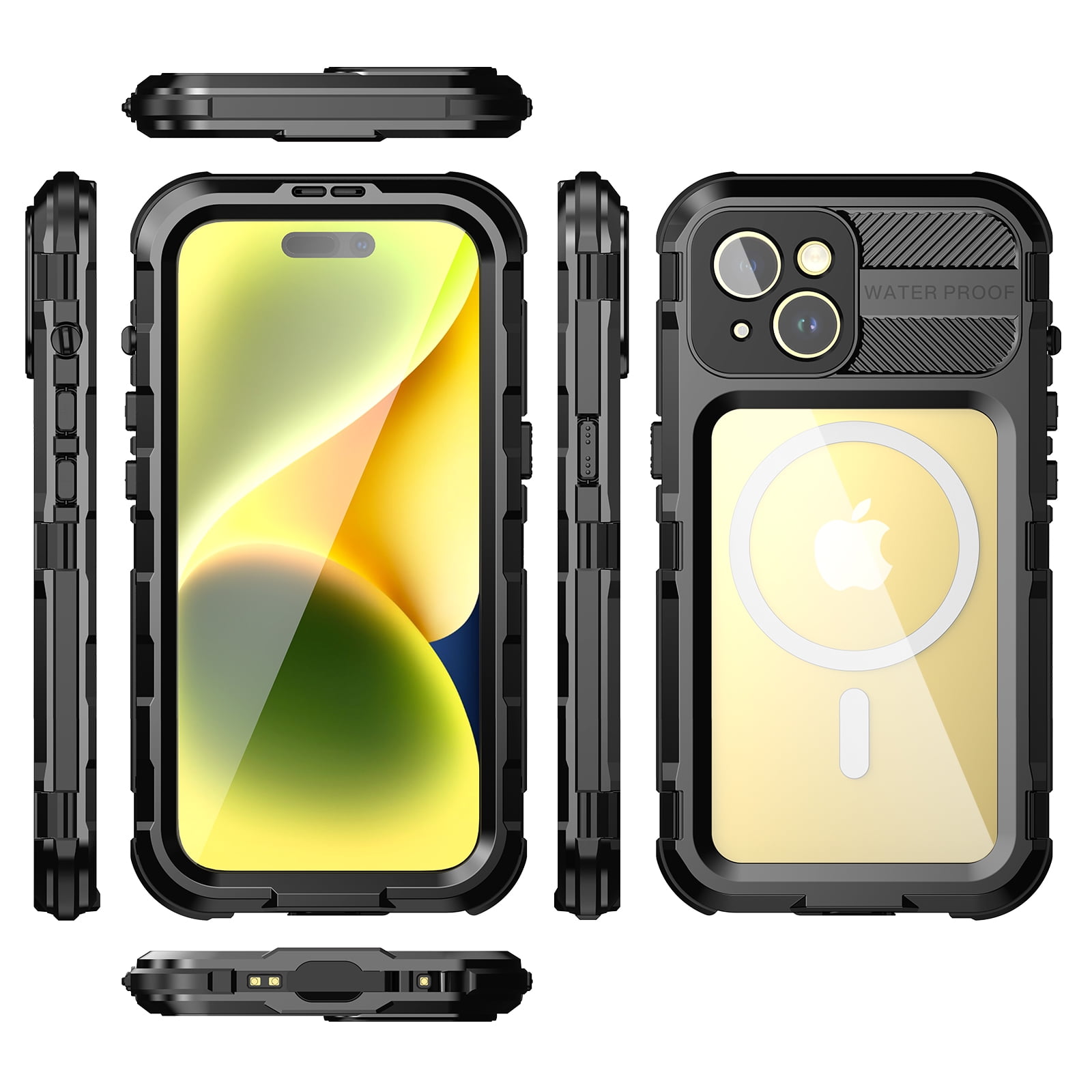 for iPhone 15 Pro Case, IP68 Waterproof Dustproof Shockproof Cases with Built-in Screen Protector, Full Body Sealed Protective Front and Back Cover for iPhone 15 Pro, 6.1 inch, Black
