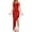 Red, variant on Wdgfv Women's V Neck Asymmetrical Fringe Hem Sleeveless Bodycon Dress Halter Backless Sequins Tassels Maxi Dress Green L