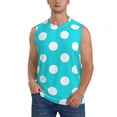 thumbnail image 1 of Balery Aqua And White Polka Dot Camisetas sin mangas para hombre, absorbe la humedad y protege contra el mal olor.-3X-Large, 1 of 7