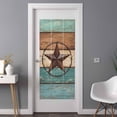 thumbnail image 3 of Non-Adhesive Static Cling Window Tint, Texas Star Rustic Window Privacy Film Frosted, Western Teal Brown Ombre Wooden Vintage Insulated Windows Frosted Films for Living room, 35.4 x 78.7 Inches, 3 of 9