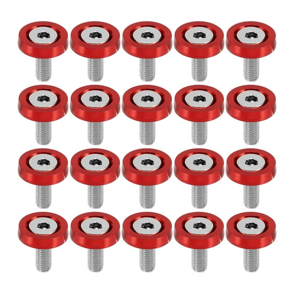 Unique Bargains 20 Pcs Car Motorcycle Dark Red M6x20mm Bumper Washer Bolt Aluminum Alloy Engine Bay Fastener Screw