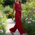 thumbnail image 6 of Ruimatai Women's Sleeveless Lace Jumpsuit Drawstring Waist Pocketed Wide Leg One Piece Outfit for Casual Daily and Vacation Wear, 6 of 7