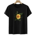 thumbnail image 5 of USSUMA Juniors Basic Cute Graphic Womens Tops Summer Loose Fit Sunflower Print Summer Top and Blouses Trendy Short Sleeve Shirts T-Shirt for Women Dressy Round Neck Tunic Plus, 5 of 7