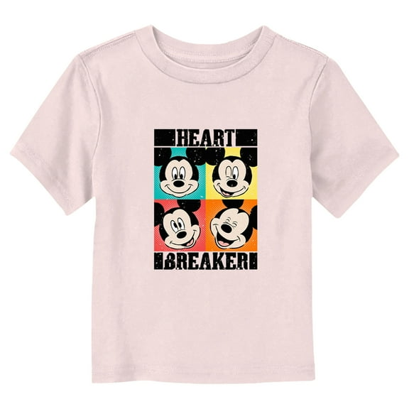 Toddler's Mickey & Friends Heart Breaker Faces  Graphic Tee Light Pink 5T