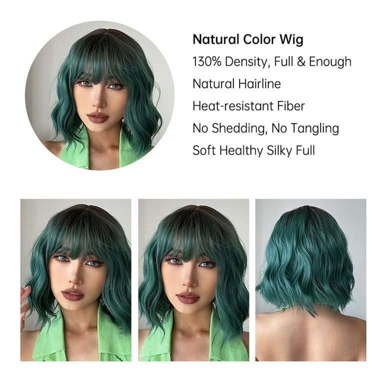 Ombre Green Synthetic Lace Front Wig Heat high quality Resistant Hair Women's Short Bob Wigs