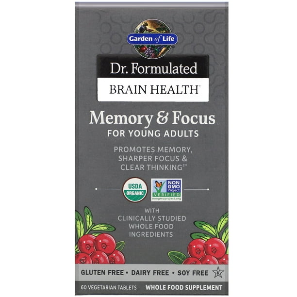 Garden of Life Dr. Formulated Brain Health, Memory & Focus for Young Adults, 60 Vegetarian