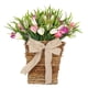 thumbnail image 3 of Flores artificiales de , adorno colgante de cesta floral , corona de cesta de suspensión de puerta, corona de primavera para decoración de perfecl Cesta de tulipanes, 3 of 8