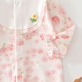 thumbnail image 7 of UYYX Baby Clothes For Girls Baby Girls Floral Collar Sleeve Romper Full Snap Crotch Thin Knit Long Sleeve Spring Picnic Outfit(12-18 Months,Pink), 7 of 7