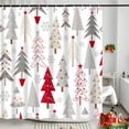thumbnail image 2 of Merry Christmas Shower Curtain Set, Xmas Tree New Year Holiday Winter Snowflake Pattern Shower Curtains for Bathroom Decor Washable Durable Fabric Polyester Waterproof with 12 Hooks, 72x72 Inch, 2 of 6