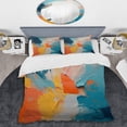 thumbnail image 2 of Designart "Paint Abstract Expression in Blue and Orange III" Abstract Painting Bedding Covert Set - Abstract Blue Modern Bed Set With 2 Shams, 2 of 5