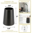 thumbnail image 3 of Black Stoneware Tumbler & Toothbrush Holder - 14 Oz - Flared Shape, 3.8"W x 5"H - Add Sophistication to Your Bathroom Decor, 3 of 6