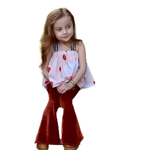 Seyurigaoka Kids Baby Girls Velvet Bell-Bottoms Long Flared Trousers Casual Elastic Waist Pants