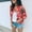 Red, variant on AOOCHASLIY Ladies Coat Clothes Womens Ladies Casual Retro Floral Zipper Up Jacket Casual Coat Outwear