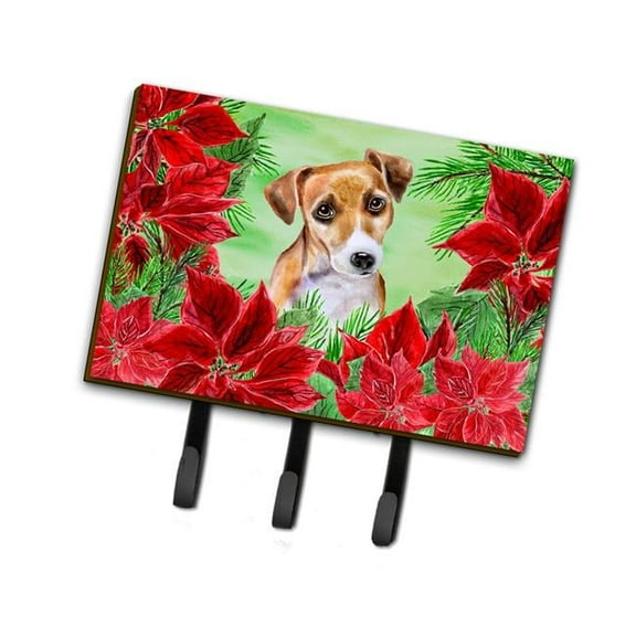 Jack Russell Terrier No 2 Poinsettas Leash or Key Holder
