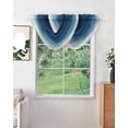 thumbnail image 2 of Waterfall Valances for Windows, Navy Blue Ombre Kitchen Sheer Valance Curtains, Modern Moire Wave Gradient Rod Pocket Elegant Swag Valances for Living Room Bedroom, 47.2"x38.5", 3 Panel, 2 of 8