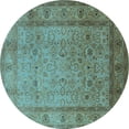thumbnail image 1 of Ahgly Company Indoor Round Oriental Light Blue Traditional Area Rugs, 5' Round, 1 of 4