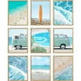 thumbnail image 2 of PixonSign Adhesive Canvas Print Wall Art Set - Blue Ocean Wave & Beach Landscape Poster Arts - Set of 9 Nature Wilderness Seaside Surfboard Wall Décor for Home Decoration - 12"x16", 2 of 5