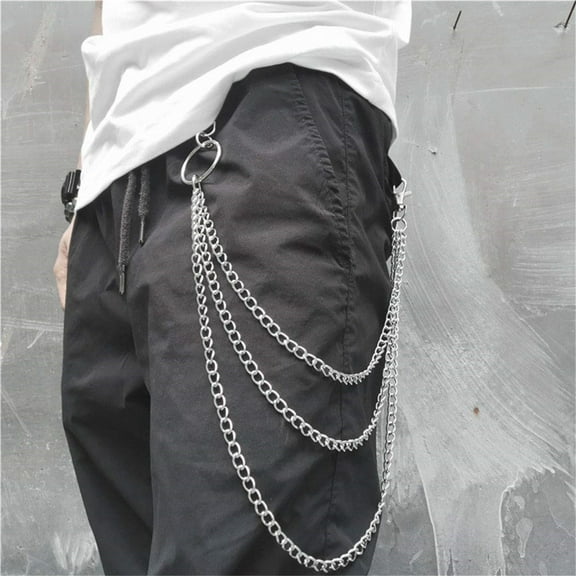 Trousers Chain,Pants Chain Belt Chain Wallet Chain Pants Chain Belt for Men Women,Jeans Chains Wallet Pocket Belt Hip Hop Pants Chain Biker Trouser Accessory Jewelry Gift for Men Women,Silver