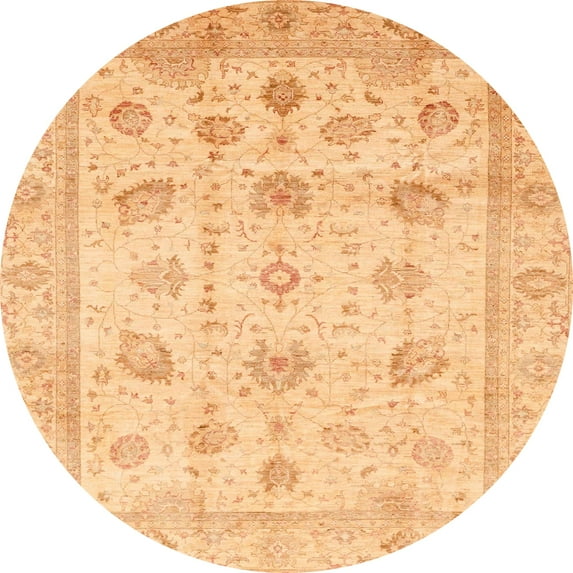Ahgly Company Indoor Round Abstract Orange Oriental Area Rugs, 4' Round