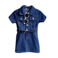 thumbnail image 2 of LYMAYTER Girls Short Sleeve Denim Dress Teen Button Down Casual Jean Shirt Dresses 2-8Y, 2 of 8