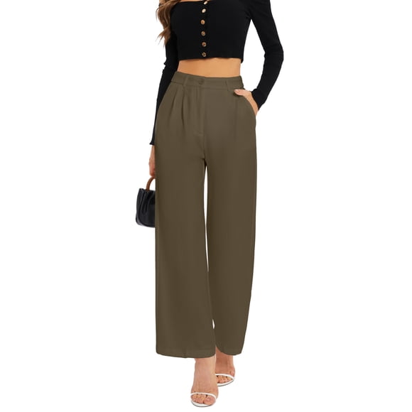 Pantalones anchos FUNYYZO pantalones de negocios de cintura alta para mujer