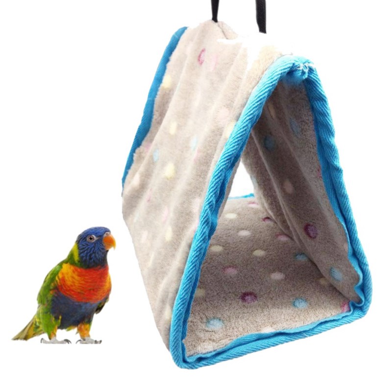 Plush Snuggle Bird Hammock, Hanging Snuggle Cave, Plush Pet Bird Hut Nest Hammock, Hanging Cage Warm Nest, Winter Warm Bird Nest House Perch for Parrot Macaw, Happy Hut Bird Parrot Hideaway, Size S-L - image 3 of 7