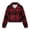 Wine, variant on Dzrciro Fleece Jacket for Women, Plaid Long Sleeve Lapel Button Front Cropped Sherpa Coat, Winter Warm Outerwear S‑2XL
