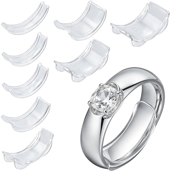 DESIGNICE 8 Pcs Ring Adjuster Clips Invisible Ring Size Reducer for Loose Rings (Transparent)