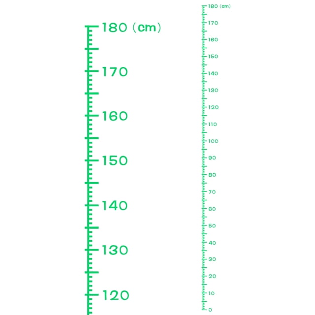Altura Gráfico Regla Crecimiento Gráfico 180cm Métrica Medida PVC Autoadhesivo Medidas Entrega Regla Pegatina Indicador con Transferencia Película para Medir Altura, Verde