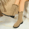 thumbnail image 4 of Viluyesy Womens Comfort Boots, Wide Calf Low Heels Round Toe Fall Winter Retro Suede Boots Khaki US5.5, 4 of 9