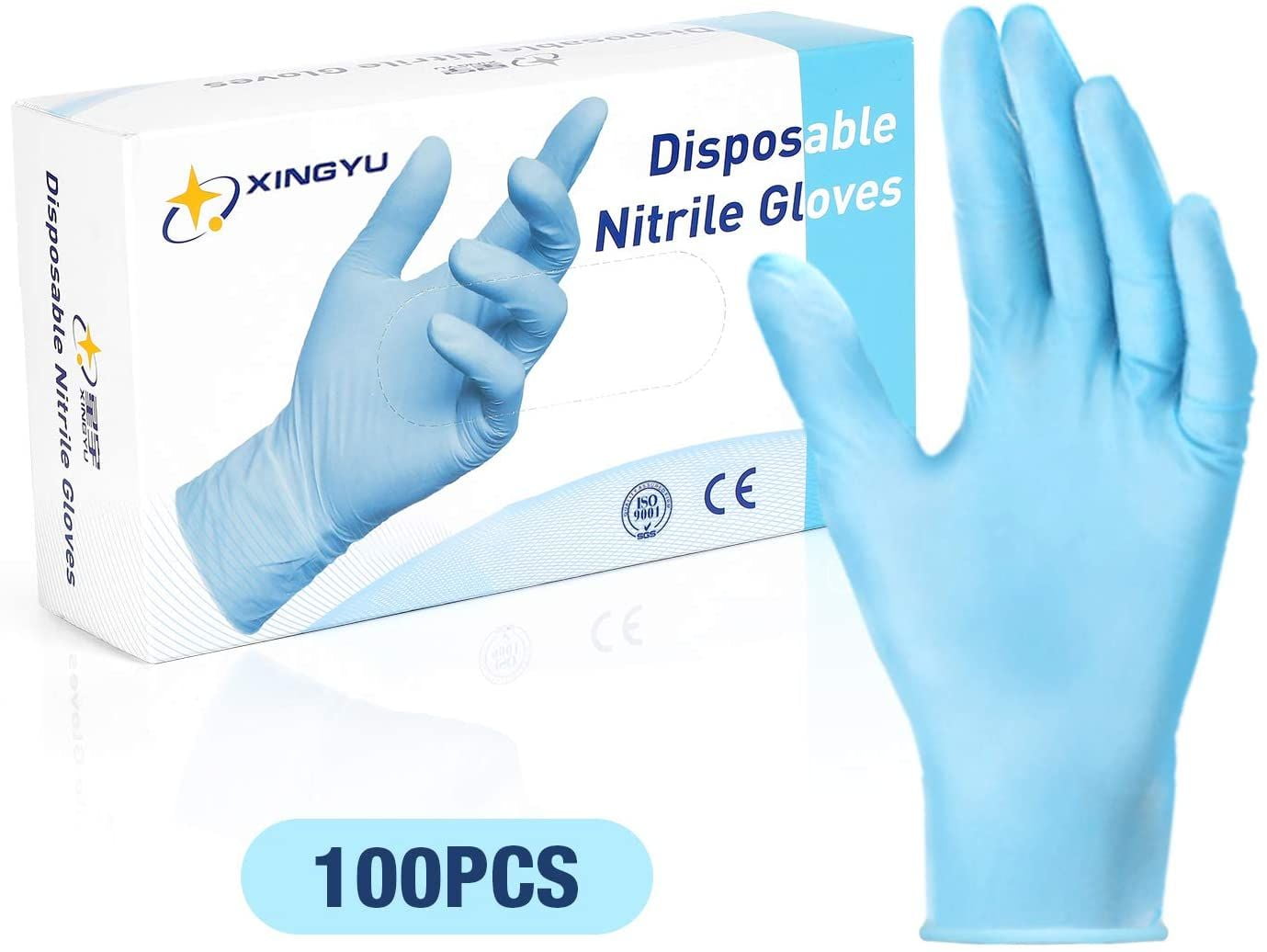 S-XL 50Pcs Powder & Latex Free with Fingerstip Textured Protective Safety Gloves INFIMOR 4mil Disposable Nitrile Gloves 