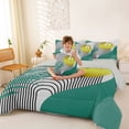thumbnail image 3 of Castle Fairy Boho Green Palm Bedding Comforter Set 7pcs for Teens, Geometric Sun Queen Bedding Sets for Bedroom, Teal and Yellow,Grey Reversible, 3 of 7