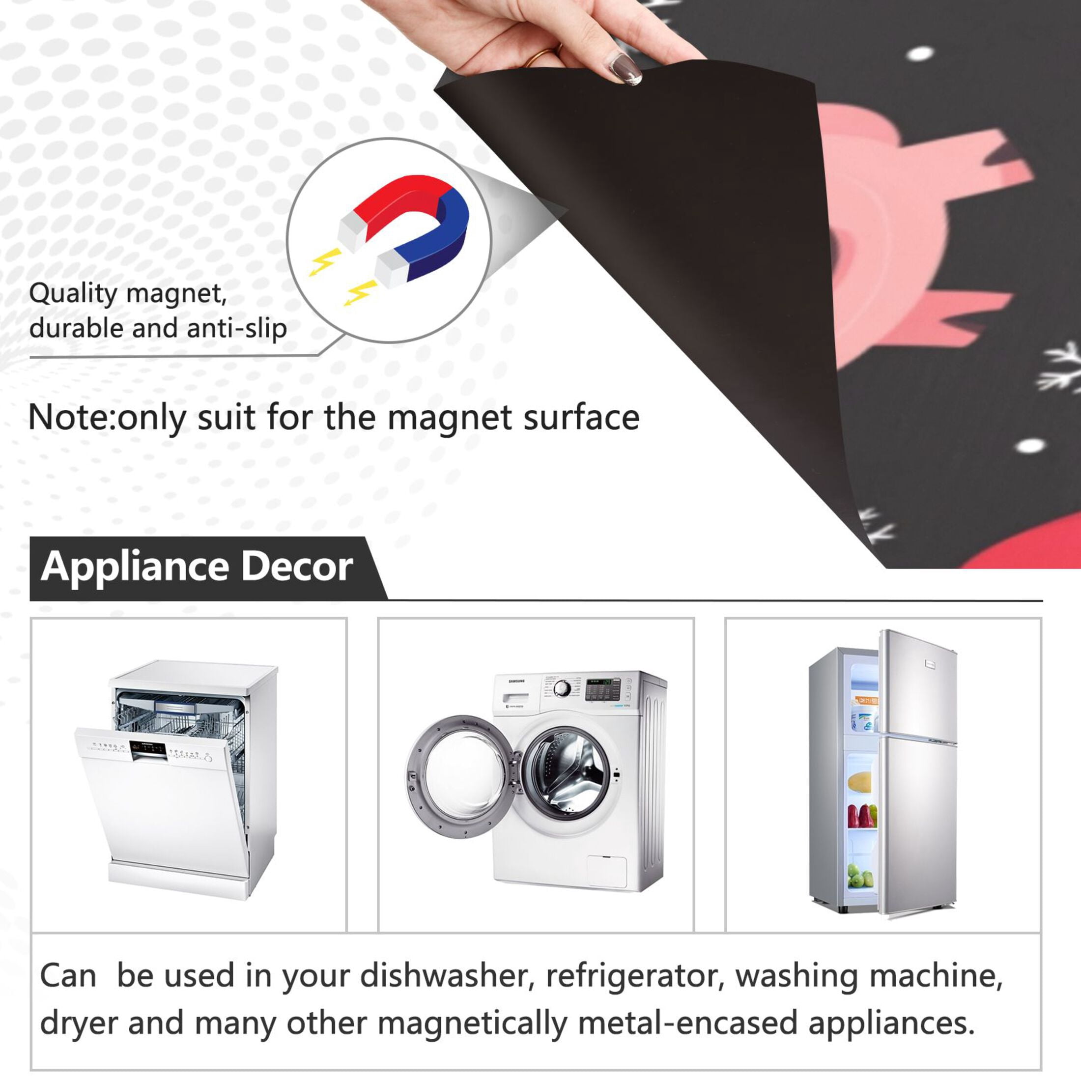 Dishwasher Magnetic Sticker 23x26 Inch Refrigerator Magnetic Sticker Washing Machine Magnetic Sticker Kitchen Panel Magnetic Sticker Home Decor Christmas Pig