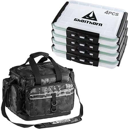Ghosthorn Fishing Tackle Box Waterproof 3600 and 3700 Tackle Trays Plastic Tackle Box Organizer for Lures 1 and 4 Pack
