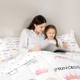 thumbnail image 5 of Homewish Princess Crown Queen Comforter Set,Cute Cartoon Rainbow Bedding Sets,White Pink Bedding Comforter Set For Girls,Luxury Bedroom Decor Reversible,3pcs, 5 of 8