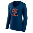 thumbnail image 2 of Women's Navy Chicago Bears Logo Team Lockup Long Sleeve V-Neck T-Shirt, 2 of 3