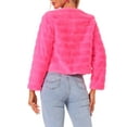 thumbnail image 3 of INSPIRE CHIC Women's Long Sleeve Solid Color Collarless Shaggy Soft Faux Fur Coat S Hot Pink, 3 of 6