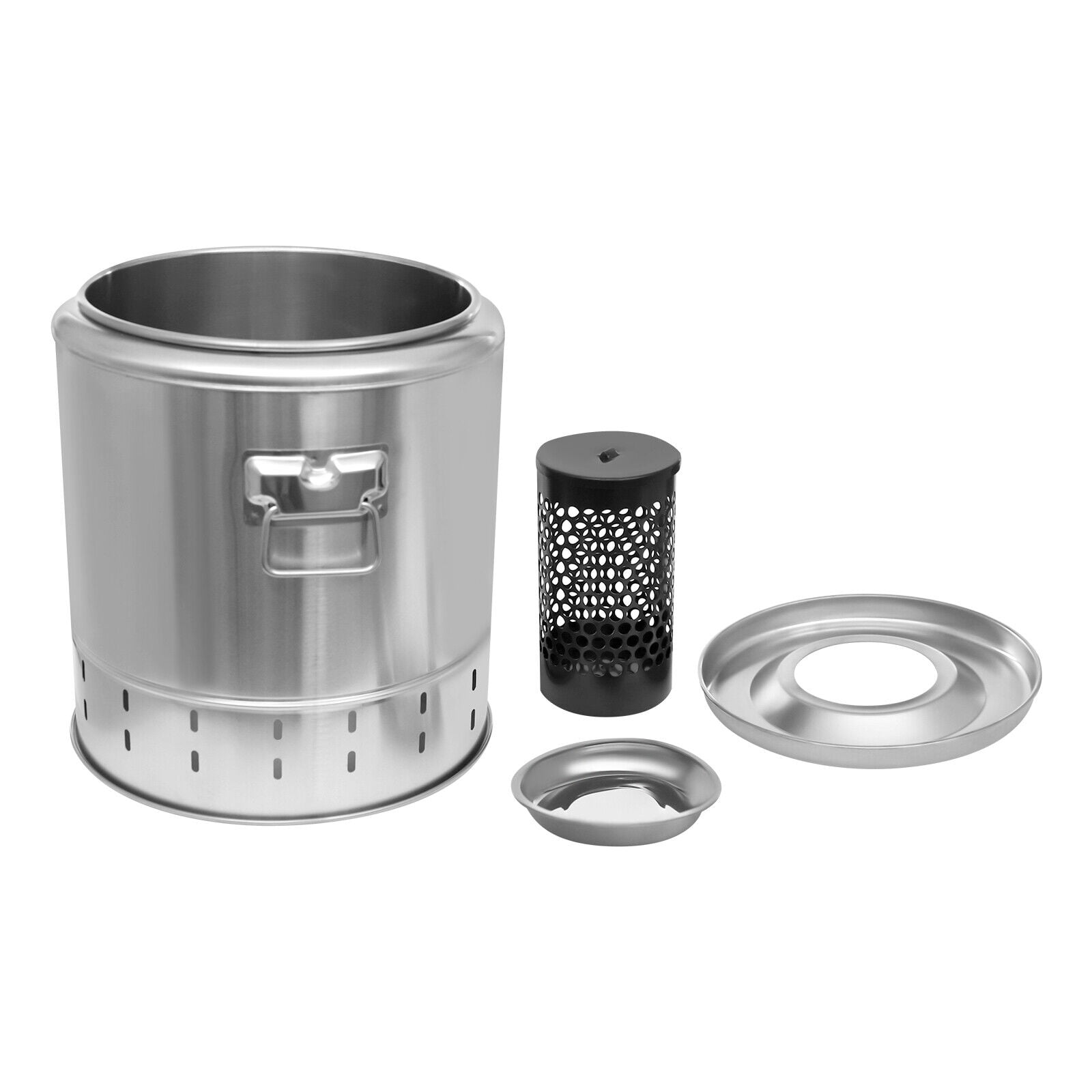 Miumaeov BBQ Cylindrical Bucket Charcoal Grill Portable Smokeless Barbecue Barrel Stainless